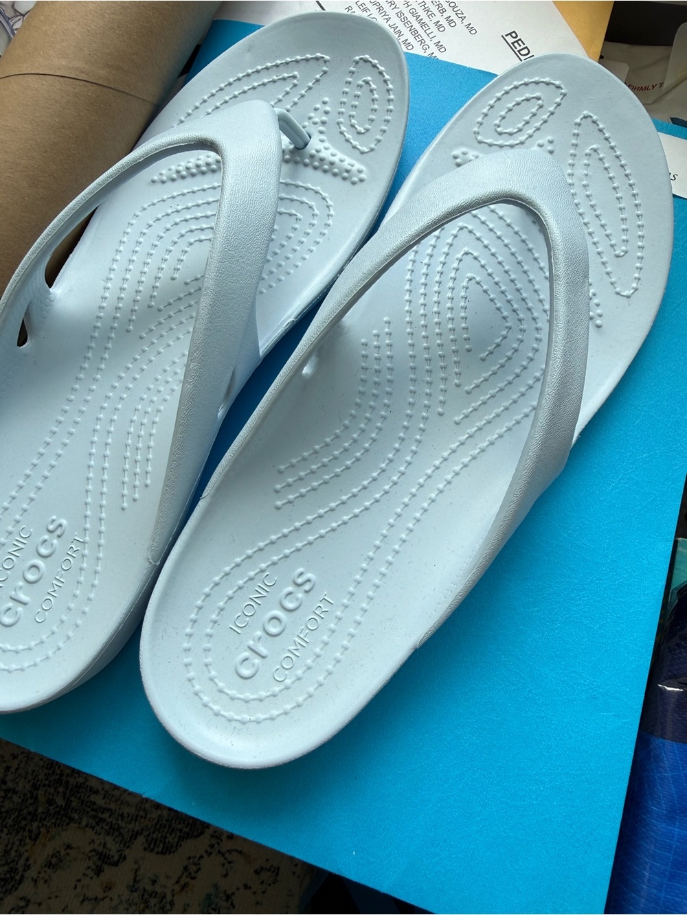 Crocs Women's Baby Blue Flip Flop Sandals - Comfort Footbed
